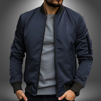 Herren Stehkragen Sommer Bomberjacke in Blau