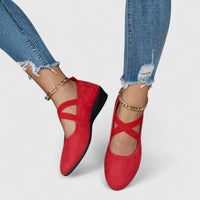 Helene | Damen Überkreuzriemen Ballerinas Schlupf – Riemen Ballerinas Elegant 2026 in Rot