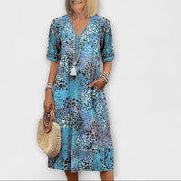 Noa™ - Blumenprint Kleid in Blau
