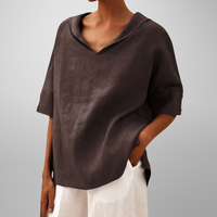 Alissa - Lässige, Locker Sitzende Bluse in Braun