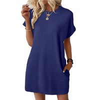 Ivay™ – Minimalistisches Sommerkleid mit Rundhalsausschnitt in Dunkelblau