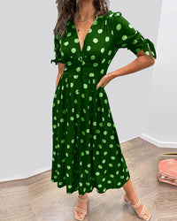 Monique | Elegantes Polka-Dots Kleid in Grün