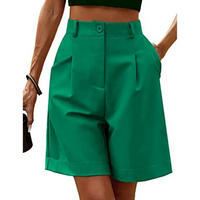 Thea | Elegante Bermuda mit Bundfalten in Grün