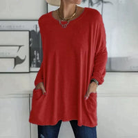 Margot | Tunika-Länge Seitentaschen Top in Rot