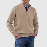 Ben | Modischer Warmer Pullover Mit Halbem Reißverschluss in Aprikose