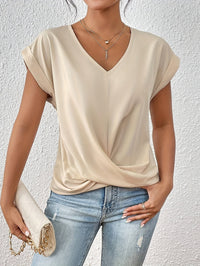 Lydia | Lässiges T-Shirt mit V-Ausschnitt in Beige