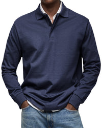 Joseba – Lässig Langärmeliges Polohemd in Marineblau