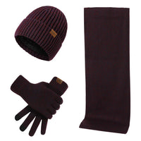Cooles Winter-Set mit Mütze, Schal und Handschuhen in Bordeaux