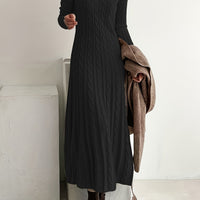 Isabella | Elegantes Damen Maxikleid Stricklook in Schwarz