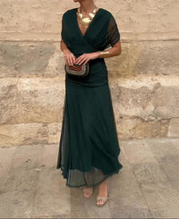 Lady™ - Elegantes Maxikleid für festliche Anlässe mit V-Ausschnitt in Grün