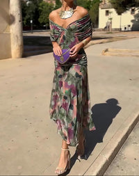 Lady™ - Elegantes Maxikleid für festliche Anlässe mit V-Ausschnitt in Blumig