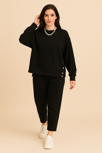 Natalia™ | Eleganter Strickanzug in Schwarz
