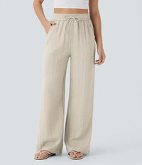 Elena | Bequeme Leinenhose mit fließender Passform in Beige