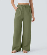 Elena | Bequeme Leinenhose mit fließender Passform in Grün
