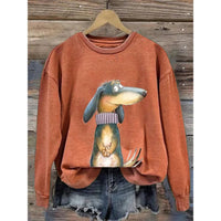 Damen Sweatshirt mit Rundhalsausschnitt und langen Ärmeln in Orange