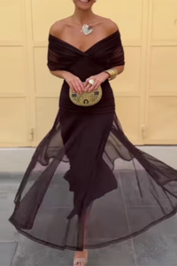 Lady™ - Elegantes Maxikleid für festliche Anlässe mit V-Ausschnitt in Braun