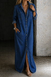 Delana | Hemdblusenkleid in Dunkelblau