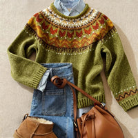 Helena | Feiner Strickpullover im Vintage-Stil in Grün