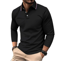 Rafael | Premium Polo Herren stilvoll mit kontrastierendem Kragen in Schwarz