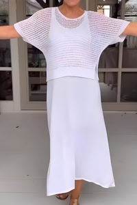 Mila | Feminines Damen-Sommerkleid mit Strick in Weiß