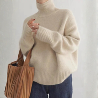 Marais Cashmere Turtleneck Sweater in Creme