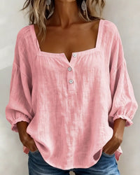 Zoe | Elegante Bluse Damen Eckiger Stil in Rosa