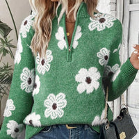 Lena | This Moderner Damenpullover Half-Zip bequem in Grün
