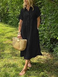 Helga | Komfortables Maxi-Hemdkleid mit weichem Griff in Schwarz