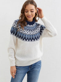 PANDORE -  Hinreißender gemusterter Pullover in Weiß
