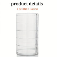 1pc Five-Layer Rotating Jewelry Organizer - Acrylic Material with Transparent Dustproof Dividers, Space-Saving Desktop Storage for Earrings, Necklaces, Bracelets, Hair Clips, Cosmetics - Durable Plastic Jewelry Box for Home, Salon, and Travel - Light in Transparent