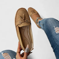 Stefanie | Damen Ballerinas Flache Sohle Gummi – Klassische Ballerinas Komfort 2026 in Karamell Braun
