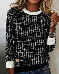 Paula | Kariertes Damen Pullover modern & elegant in Schwarz