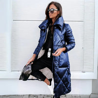 Noelia | Lange, elegante Steppjacke im Bomber-Stil in Blau
