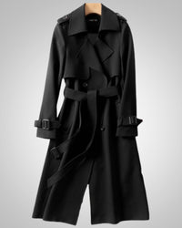 Elisabeth | Damen Klassisches Karomuster Trenchcoat in Schwarz