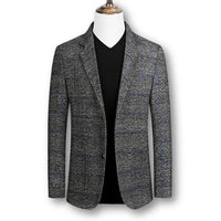 Lukas | Eleganter Herrenblazer im Tartan-Stil in Grau (gestreiftes Muster)