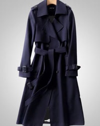 Sandra | Damen Klassischer Bindegürtel Trenchcoat in Blau