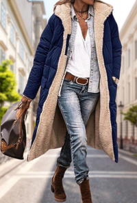 Sophie | Damen Gepolsterte Kapuze Herbstjacke in Blau