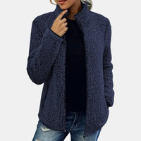 Claudia | Damen Lässige Reißverschluss Fleecejacke in Dunkelblau