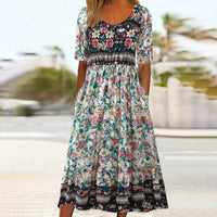 Jenna | Rundhals Boho-Kleid in Multicolor5