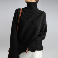 Camille - Damen Rollkragenpullover in Schwarz