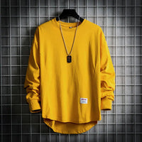 Leon | Herren Oversized Longsleeve Rundhals Langarm Basic in Gelb