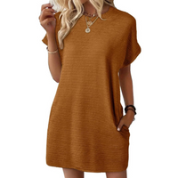 Ivay™ – Minimalistisches Sommerkleid mit Rundhalsausschnitt in Dunkelbraun