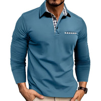 Jerome - Komfortables Langarm-Poloshirt in Hellblau