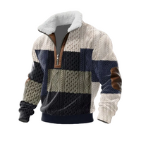 Tobias | ThermoSoft | Fleecepullover mit Stehkragen in Schwarz/Blau