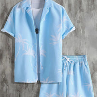 Felix | Herren Tropical Sommerhemd Shorts Set in Blau