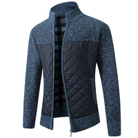 Mason | Herren Cardigan mit Stehkragen und Taschen in Blau-Grau