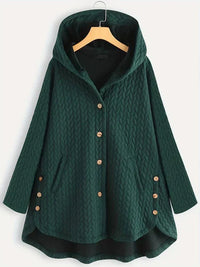 TARA – Damen-Wintermantel – Eleganter Gefütterter Mantel mit Kapuze in Grün