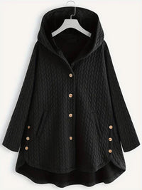 TARA – Damen-Wintermantel – Eleganter Gefütterter Mantel mit Kapuze in Schwarz