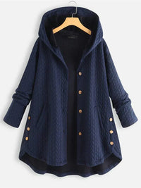 TARA – Damen-Wintermantel – Eleganter Gefütterter Mantel mit Kapuze in Marineblau