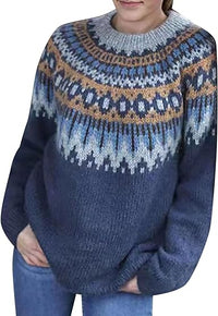 PANDORE -  Hinreißender gemusterter Pullover in Blau